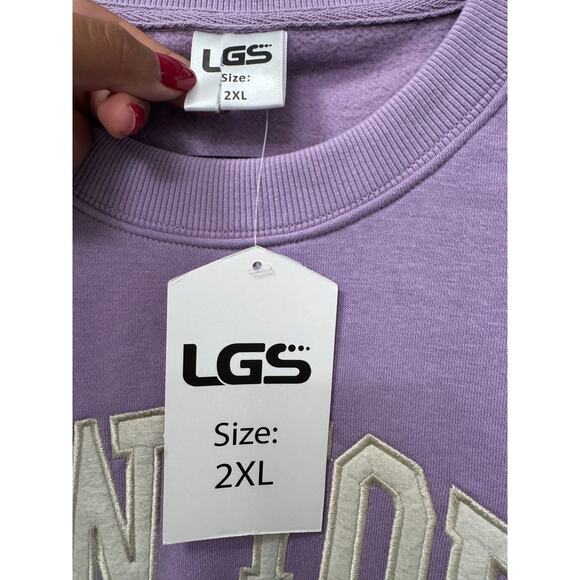 NWT New York Unisex 2XL Purple Fleece Lined Cotton Embroidered Crew Sweatshirt - Picture 3 of 5